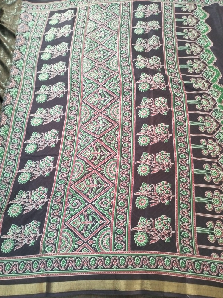 Purple with zari border Cotton fancy Saree