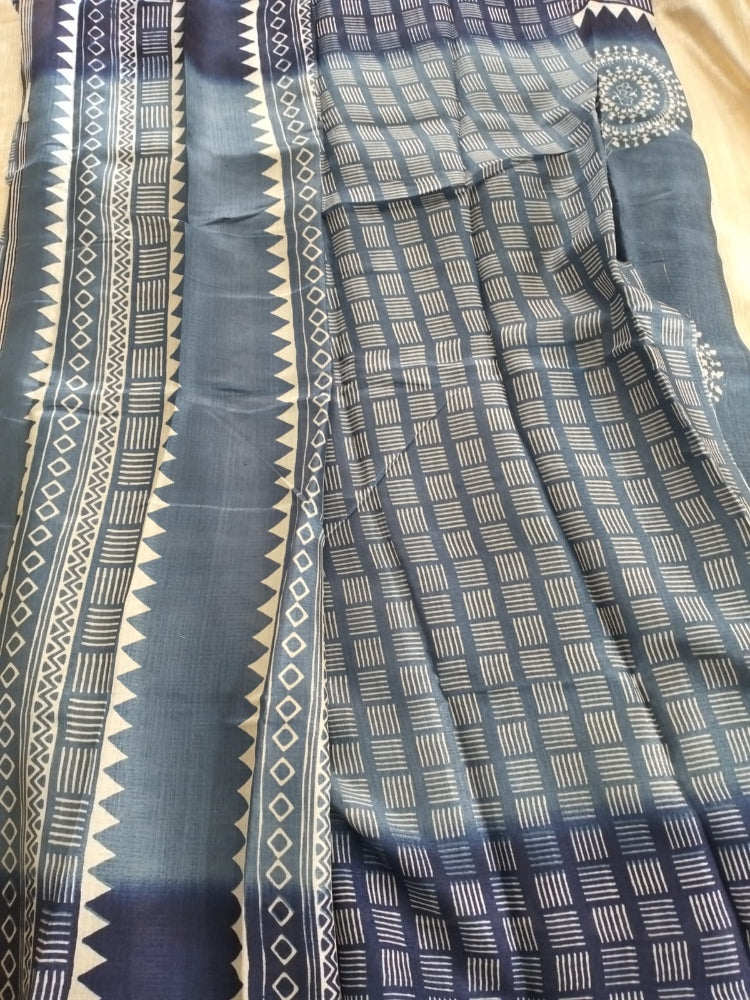 Blue Matka Silk Saree
