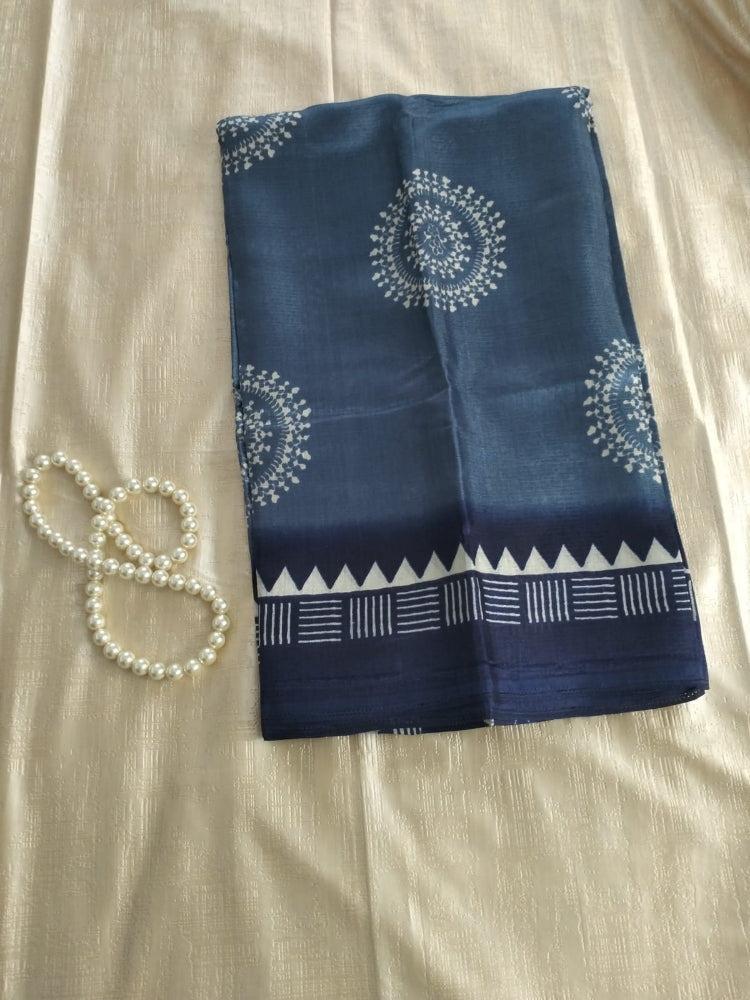 Blue Matka Silk Saree