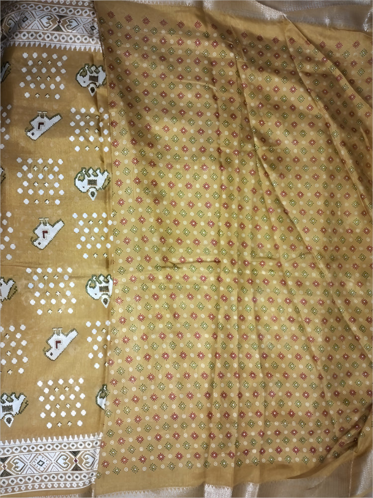 Yellow Dora semi Silk Saree