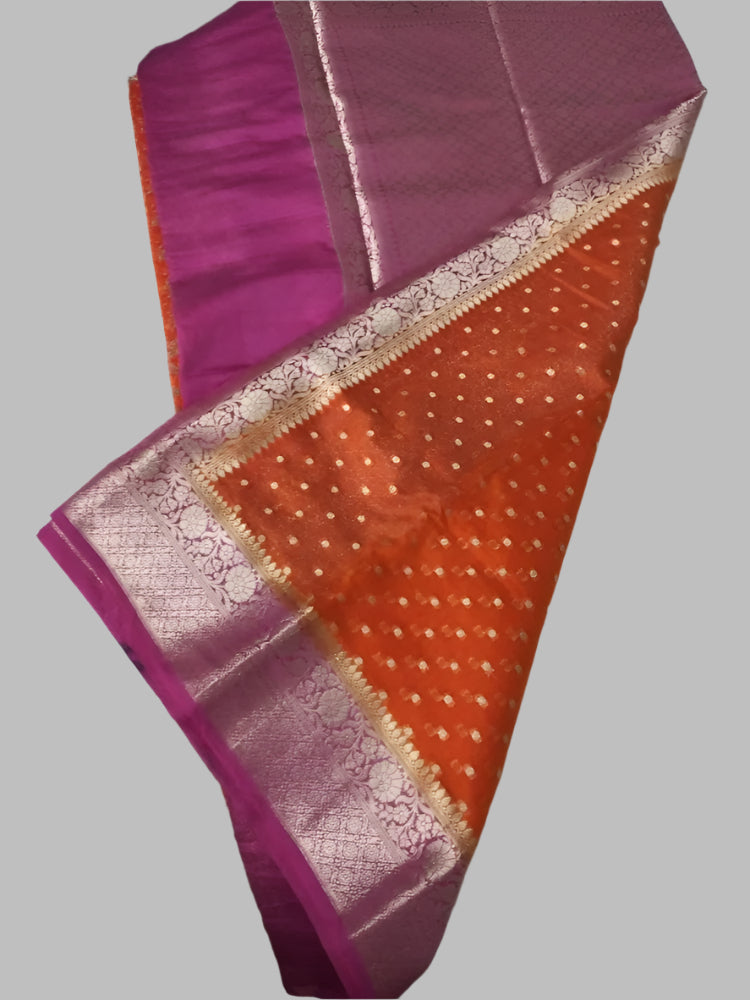 Orange With Pink Georgette Banarasi