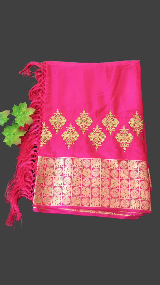 Rani Pink Fancy Saree with grand look