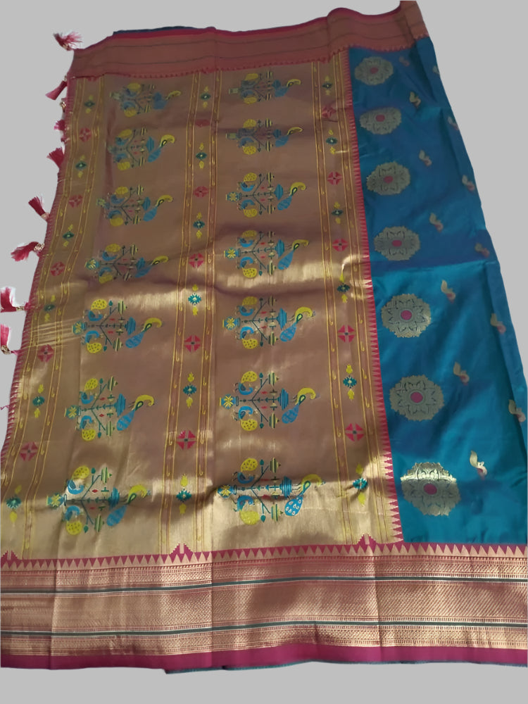 Sea Green Paithani Soft Silk Saree