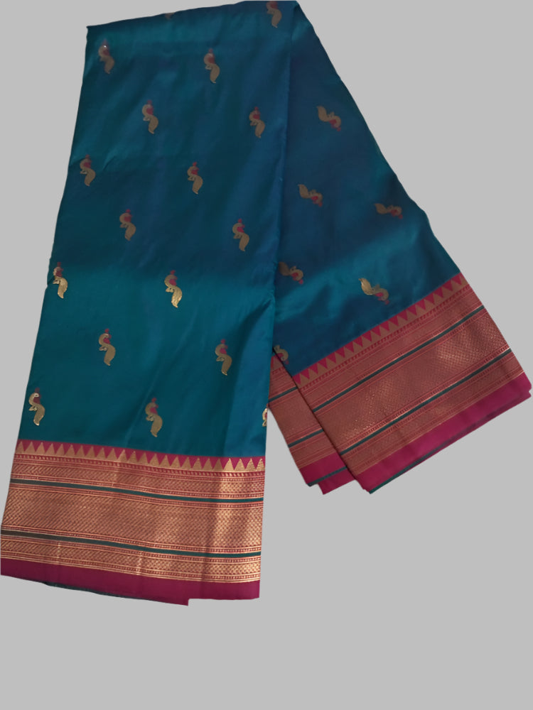 Sea Green Paithani Soft Silk Saree