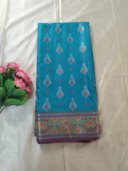 Light blue ikkat pochampalli semi silk saree