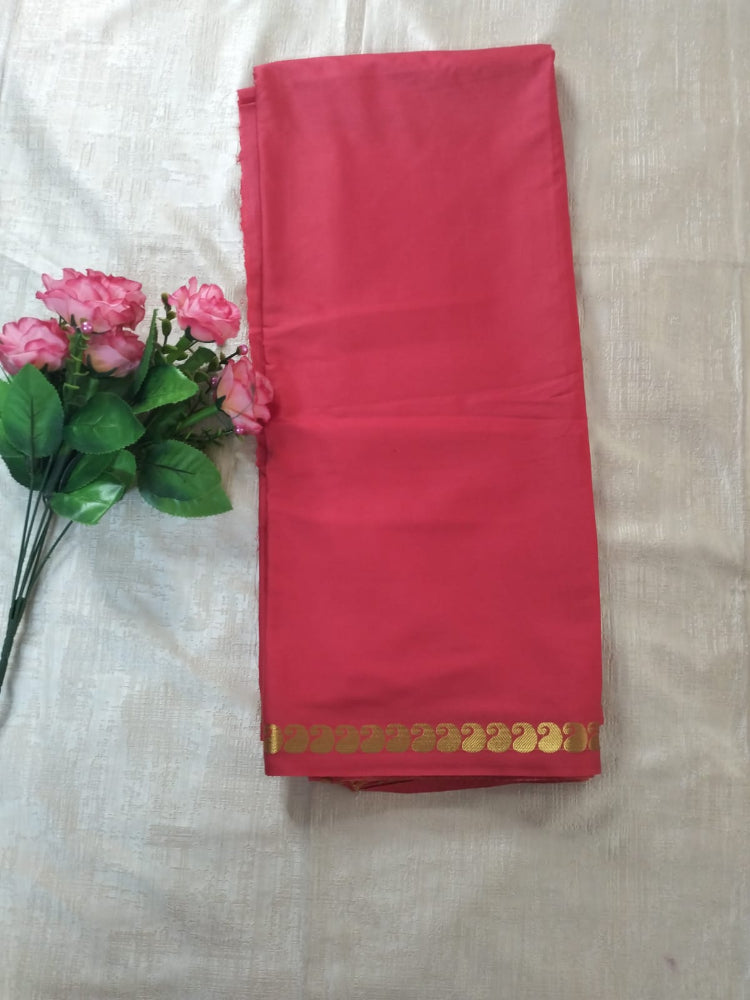 Red with thin mango Golden border Mysore Semi Crepe silk saree