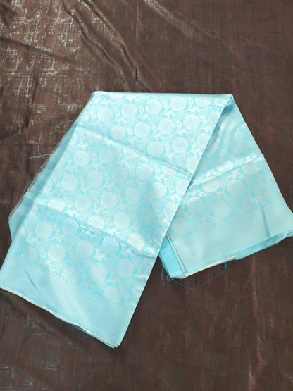 Sky Blue with heavy silver border lichee silk