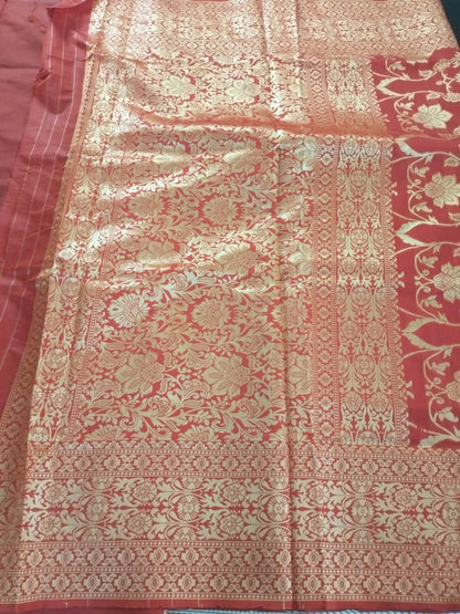 Red with heavy golden border lichee silk
