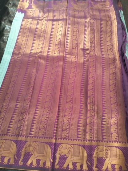 Check design semi silk with heavy boarder