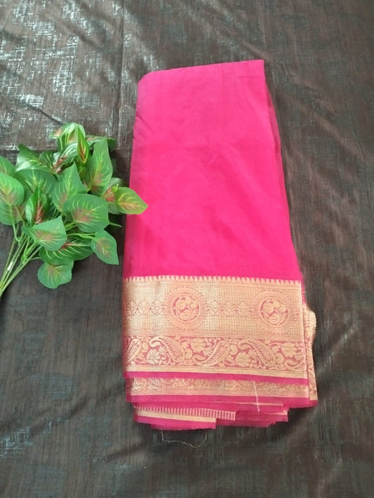 Dark Pink Organza saree with full buttas