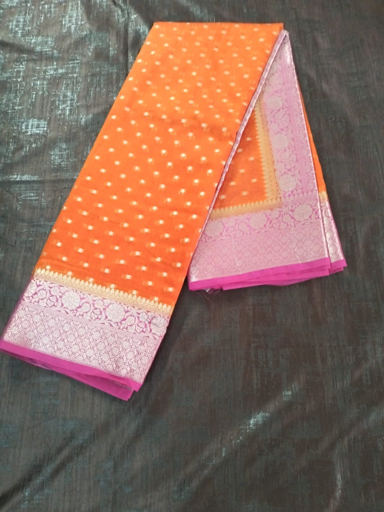 Orange With Pink Georgette Banarasi