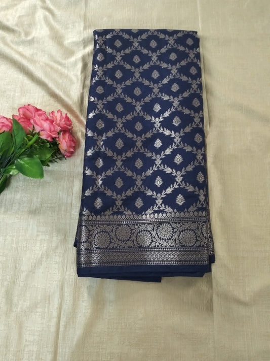 Dark Blue Georgette Banarasi with Jaal Pattern