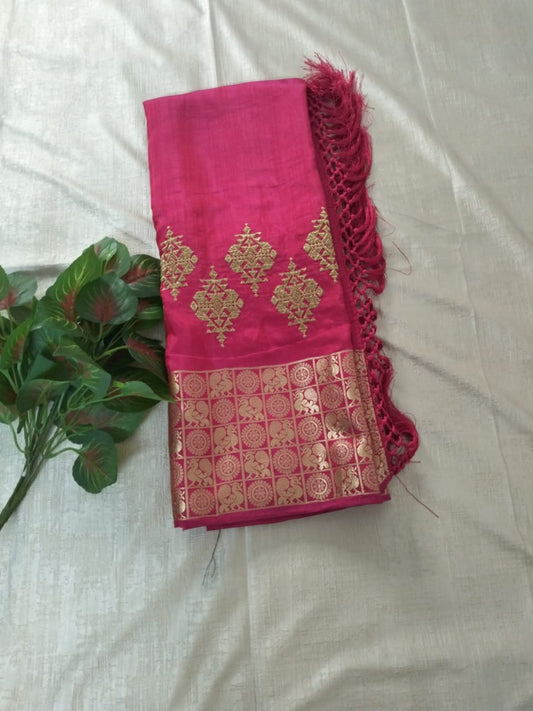Fancy Pink saree with heavy border