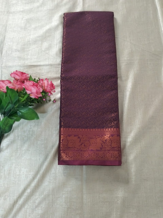 Dark Purple semi silk saree with brocade pallu