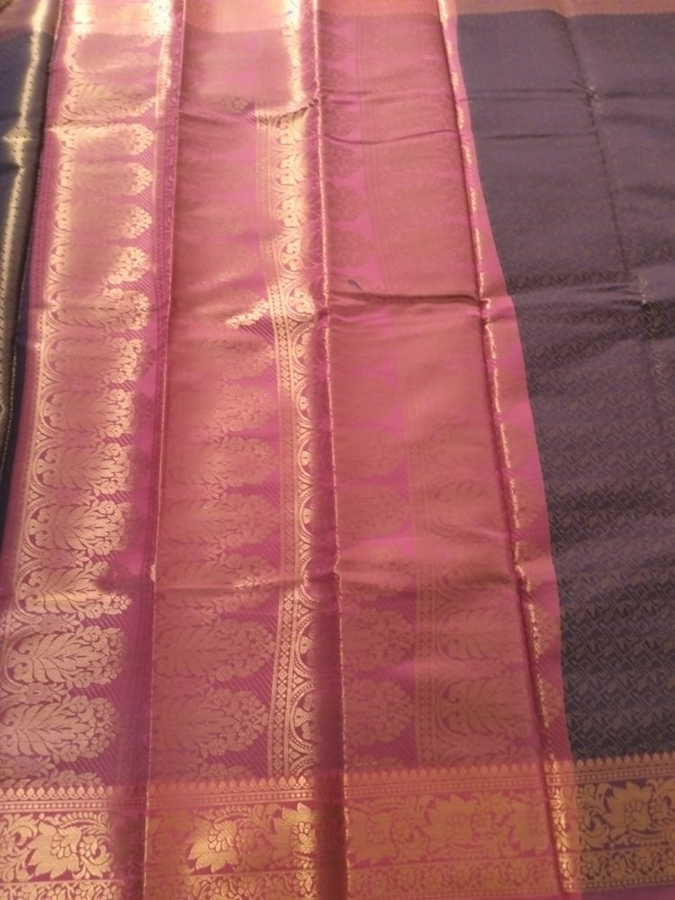 Dark Purple semi silk saree with brocade pallu