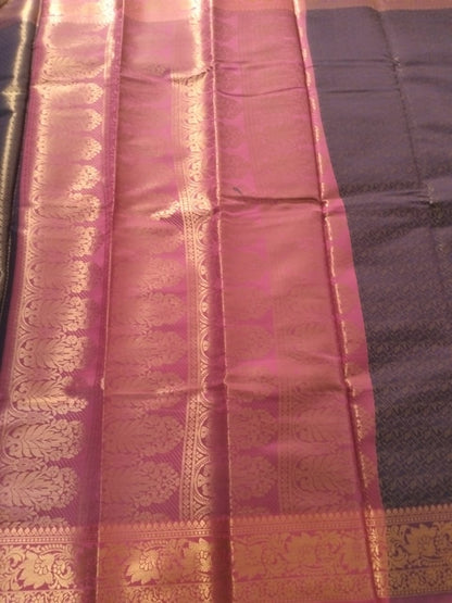 Dark Purple semi silk saree with brocade pallu