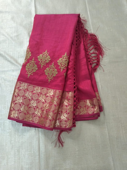 Fancy Pink saree with heavy border