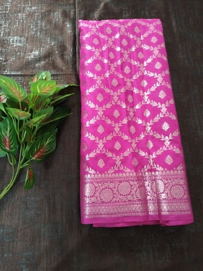 Pink Georgette Banarasi with Jaal Pattern
