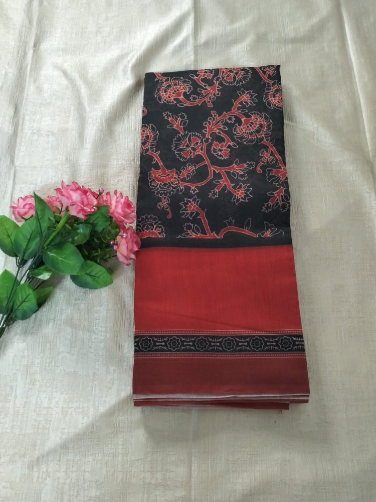 Black with red border cotton