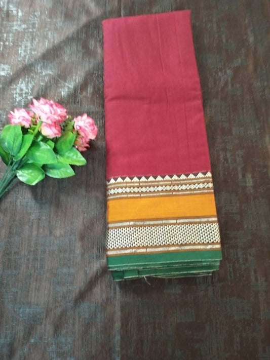 Red colour with Yellow border Meenakshi Cotton Saree