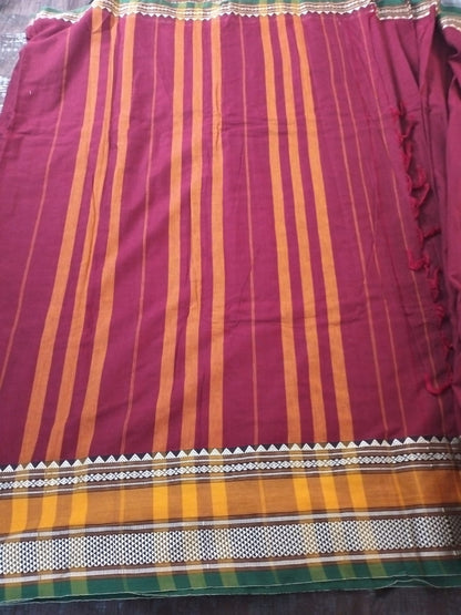 Red colour with Yellow border Meenakshi Cotton Saree