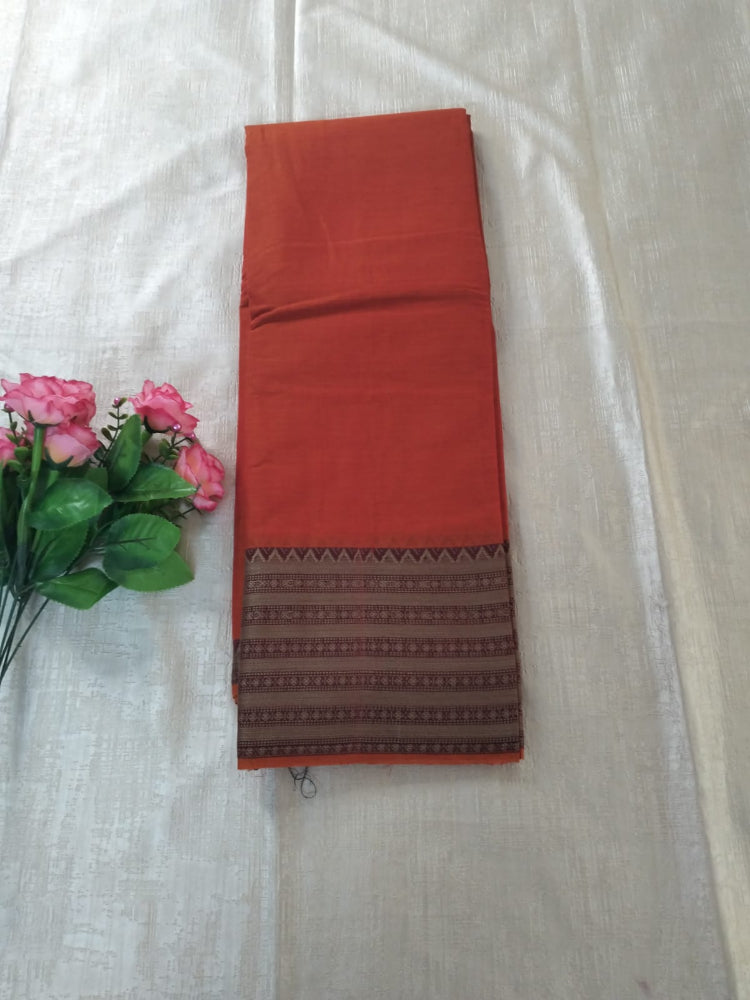 Rust colour South Indian Meenakshi Cotton Saree