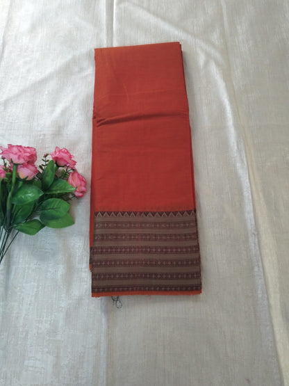 Rust colour South Indian Meenakshi Cotton Saree