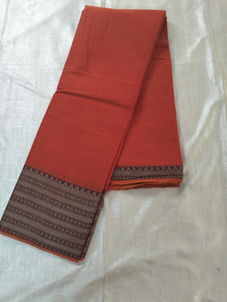 Rust colour South Indian Meenakshi Cotton Saree