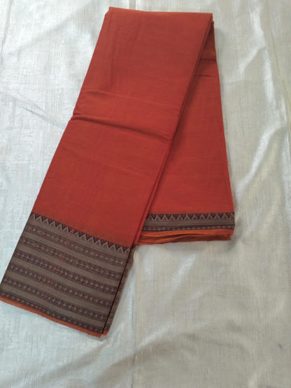 Rust colour South Indian Meenakshi Cotton Saree