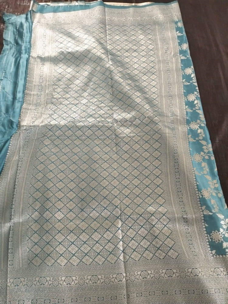 Light Blue Semi Katan Banarasi silk with full work