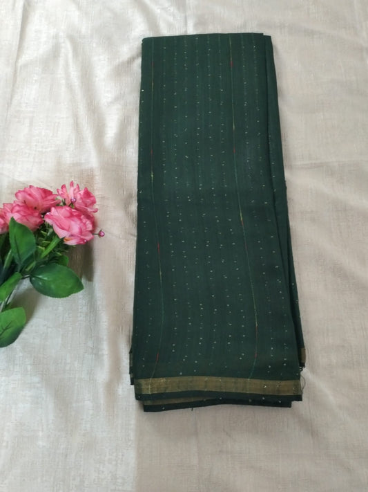 Green Linen cotton saree with hand beaded for party wear