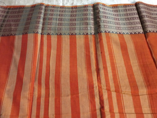 Rust South Indian Cotton Saree