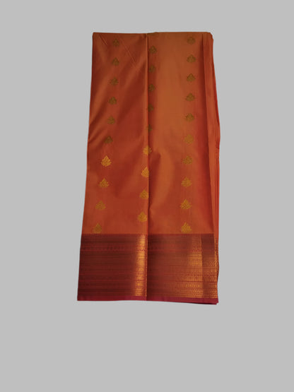 Orange N Dark blue Semi kanchipuram silk with heavy border and  pallu