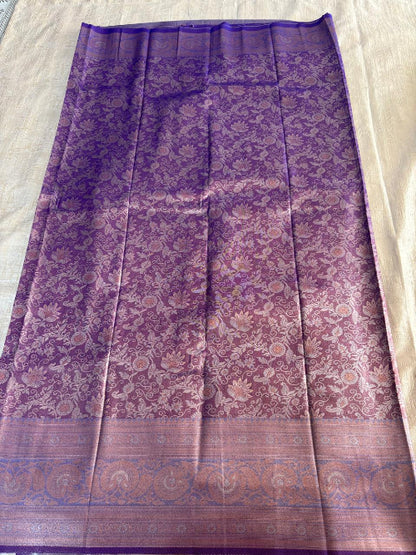 Purple with Rose gold colur  heavy  border semi silk saree
