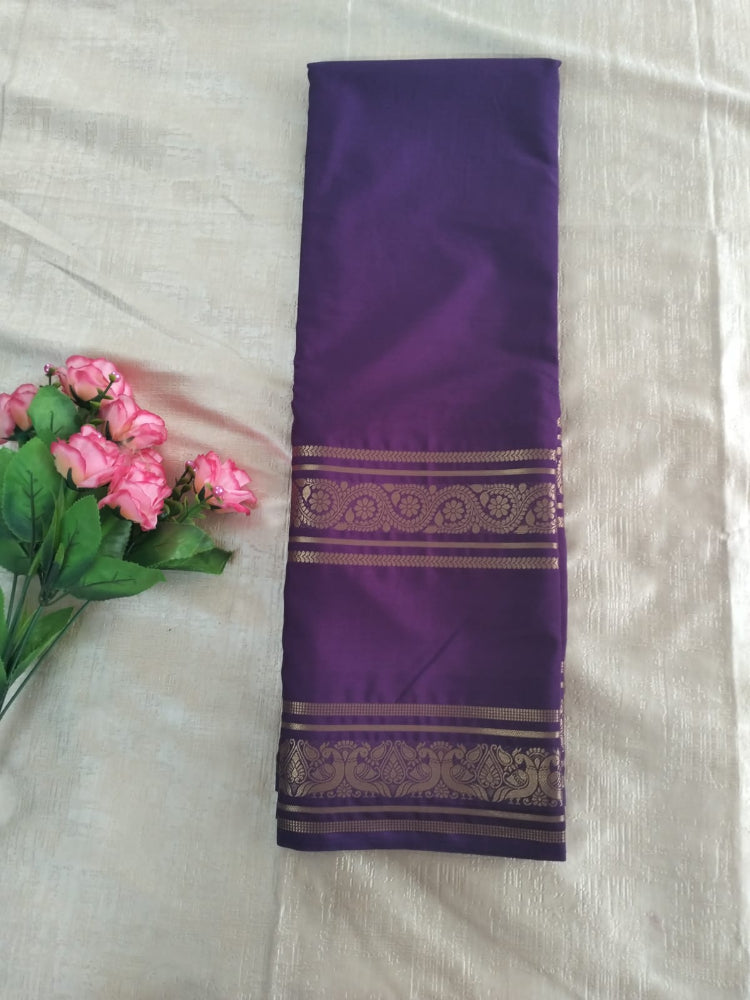 Purple with double Bentex border Mysore Semi Crepe silk saree