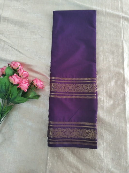 Purple with double Bentex border Mysore Semi Crepe silk saree