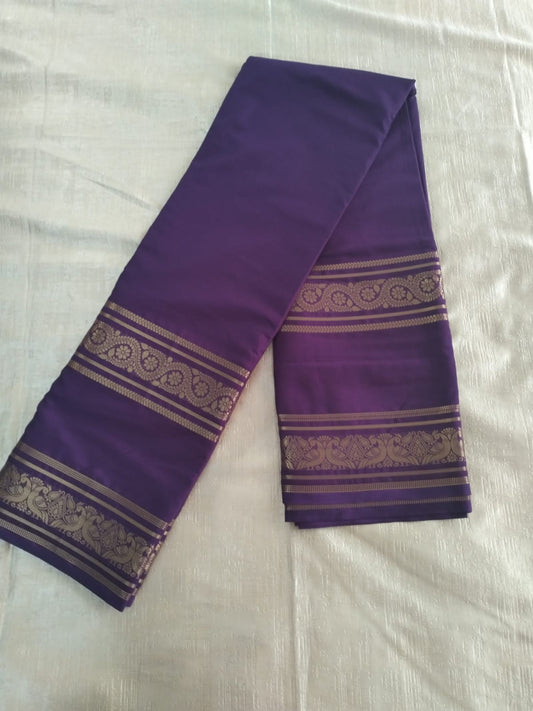 Purple with double Bentex border Mysore Semi Crepe silk saree
