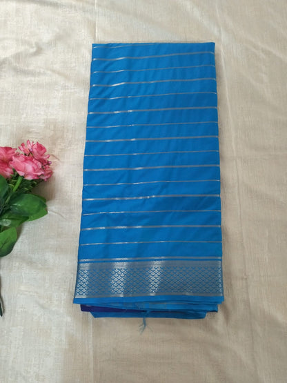 Light Blue and Dark blue Half n half semi Mysore crepe silk saree